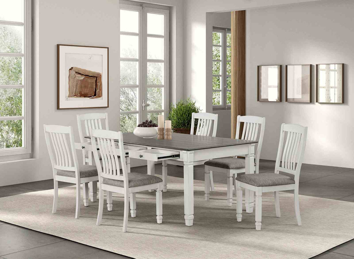 Goring farmhouse dining chairs at a table