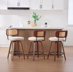 Padstow cane-back counter stool in beige linen, front view