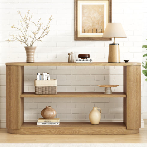 Vevey open-shelf entryway console in natural