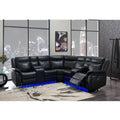 Larkin curved sectional in black faux leather