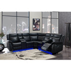 Larkin curved sectional in black faux leather