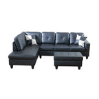 Kestrel Leather Sectional in black, L-shape