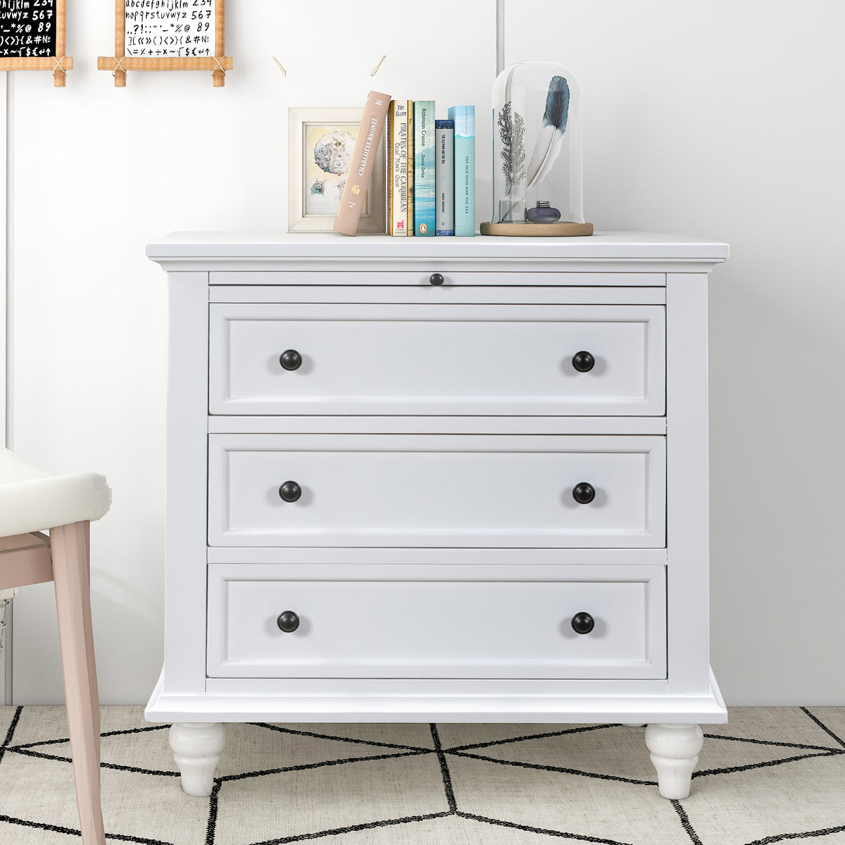 Rousdon tall nightstand in white