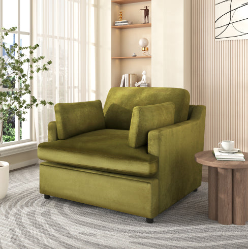 Wolterton oversized armchair in green velvet
