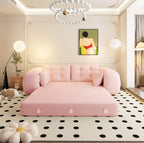 Redcar sleeper sofa in pink teddy fabric