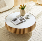 Harlow sintered stone coffee table styled beside a sofa