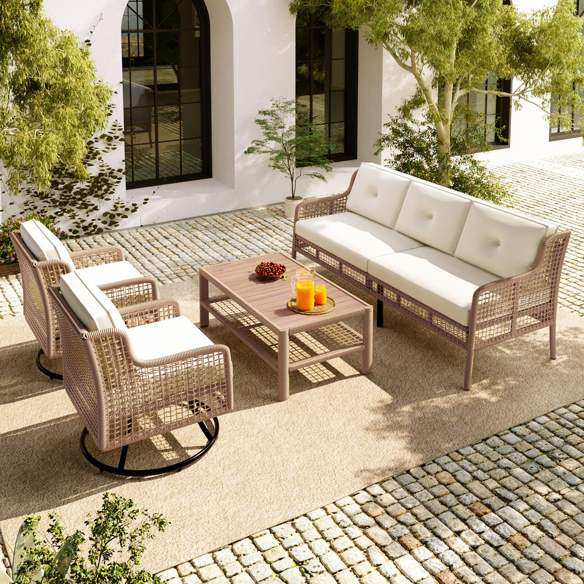 Jura four-piece swivel patio set in beige