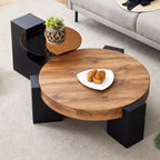 Aldon two-tier coffee table in black, in a living room