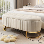 Rannoch velvet storage ottoman in beige