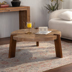 Perrin coffee table in natural wood, in a living room