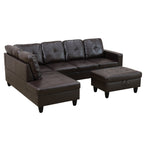 Lindau Leather Sleeper Sectional in brown, L-shape