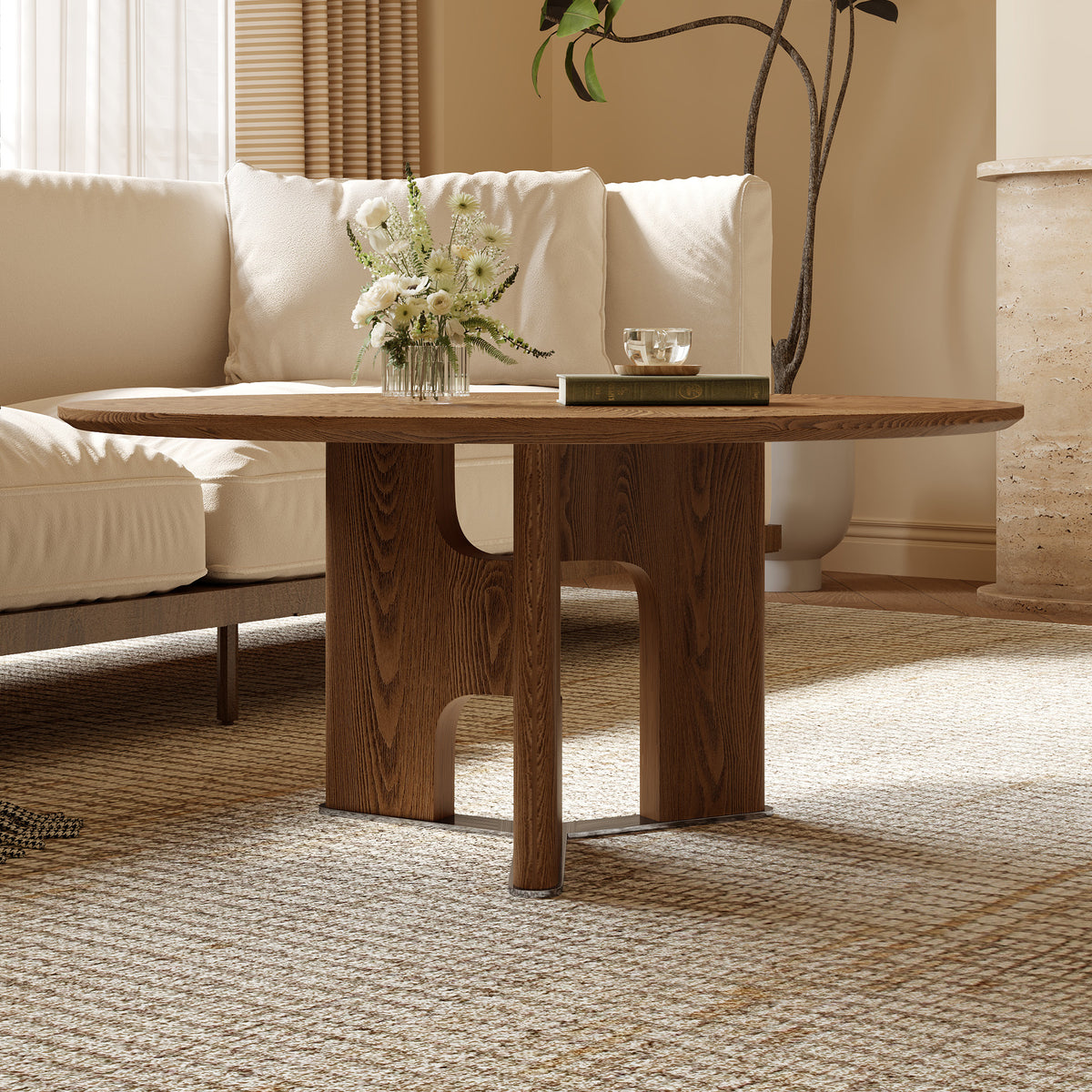 Umbra round coffee table top surface detail