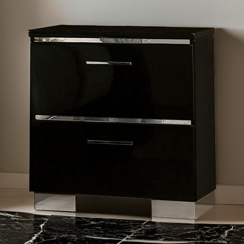 Chettle high-gloss nightstand in black