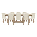 Quenza nine-piece dining set in natural wood with beige chairs