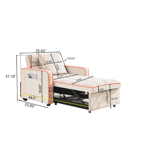 Pemberton convertible chair bed in a bedroom corner