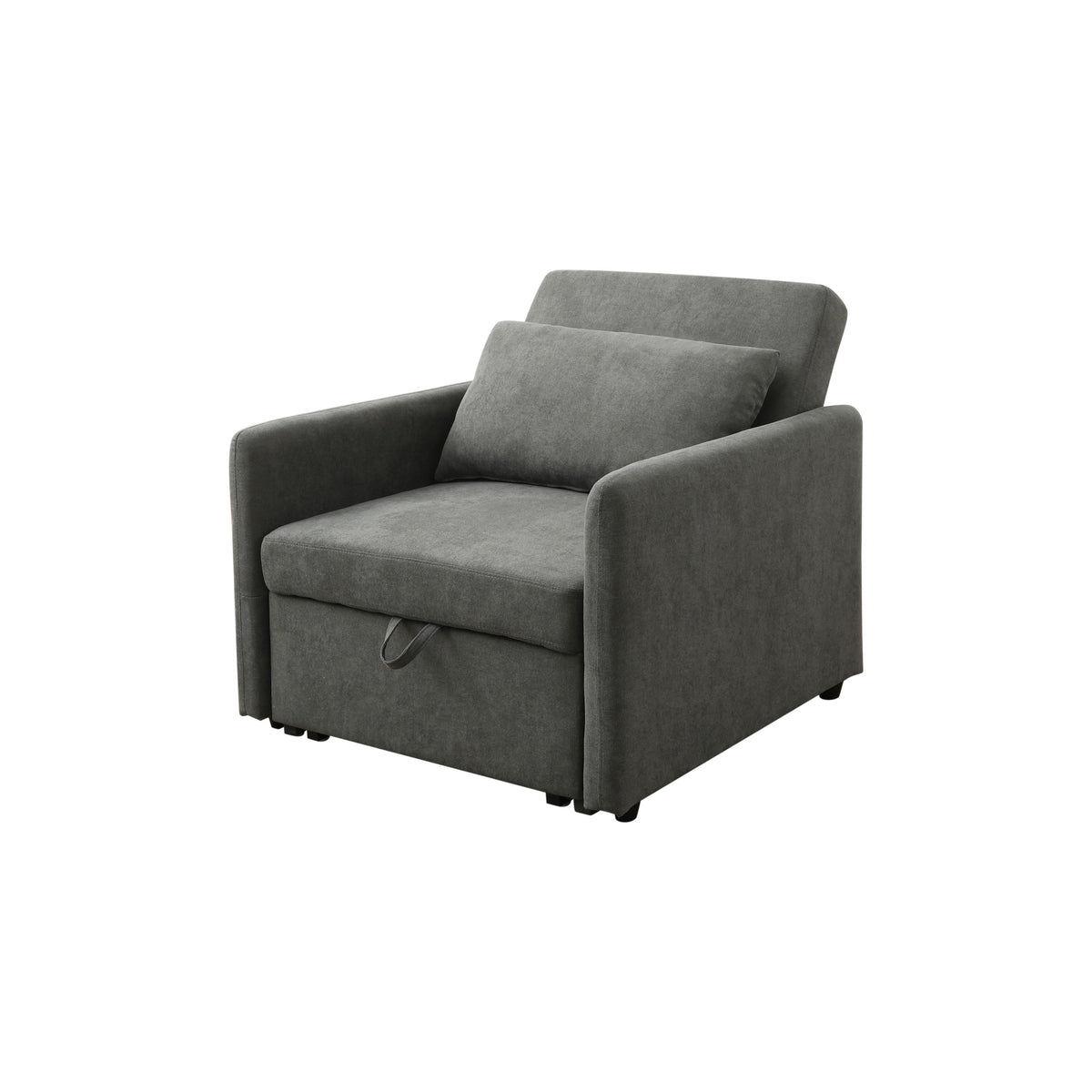 Pelham sleeper chair in dark grey, part reclined