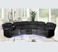 Ostend U-shaped reclining sectional in black faux leather