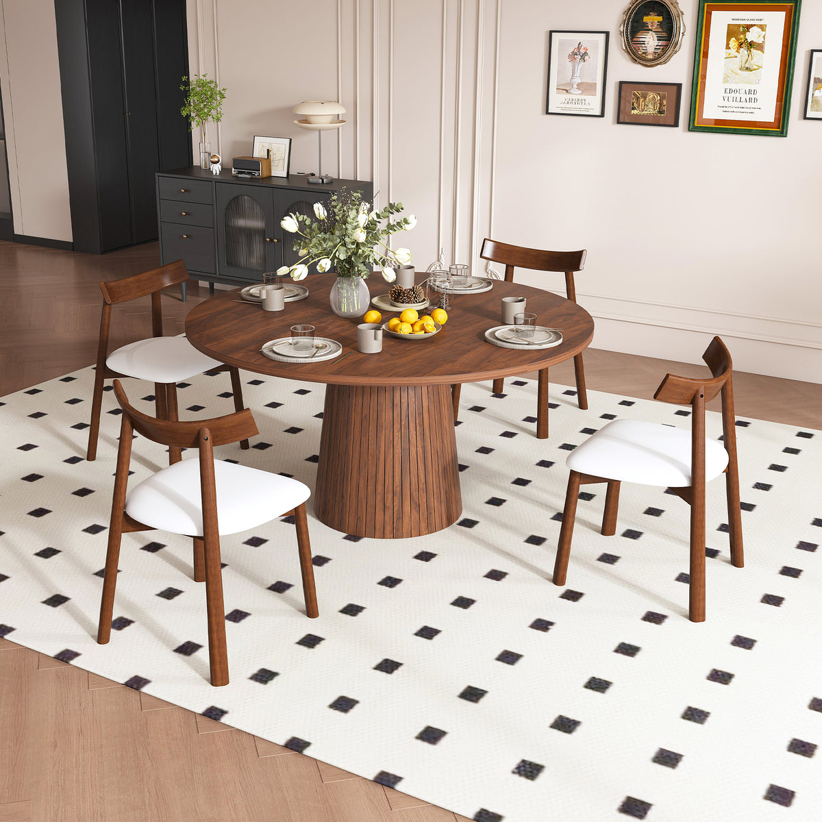 Rothbury dining table wood strip base detail