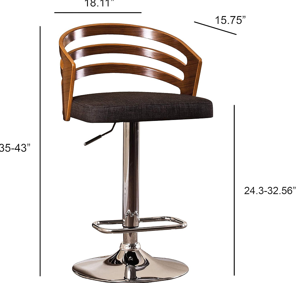 Amberley bar stool, shaped timber backrest seen from the side