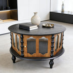 Tarn round storage coffee table styled beside a sofa