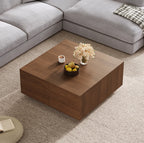 Bellac four-drawer coffee table in walnut, in a living room