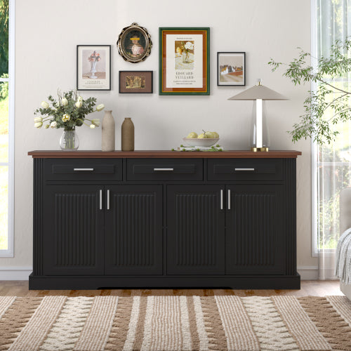 Braemar sideboard with the doors open showing shelves