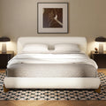 Tenby bouclé platform bed in ivory white, king size
