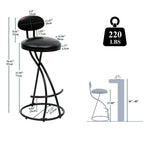 Dunster bar stools in black faux leather with black legs