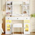 Truro LED vanity desk in white with lit mirror