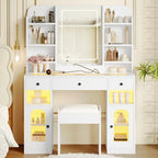 Truro LED vanity desk in white with lit mirror