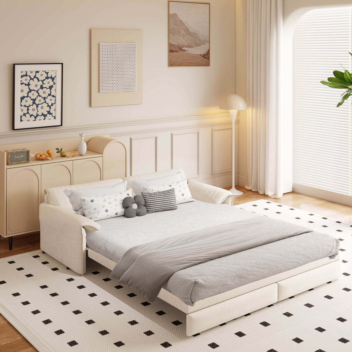 Malvern sleeper sofa folded flat as a bed