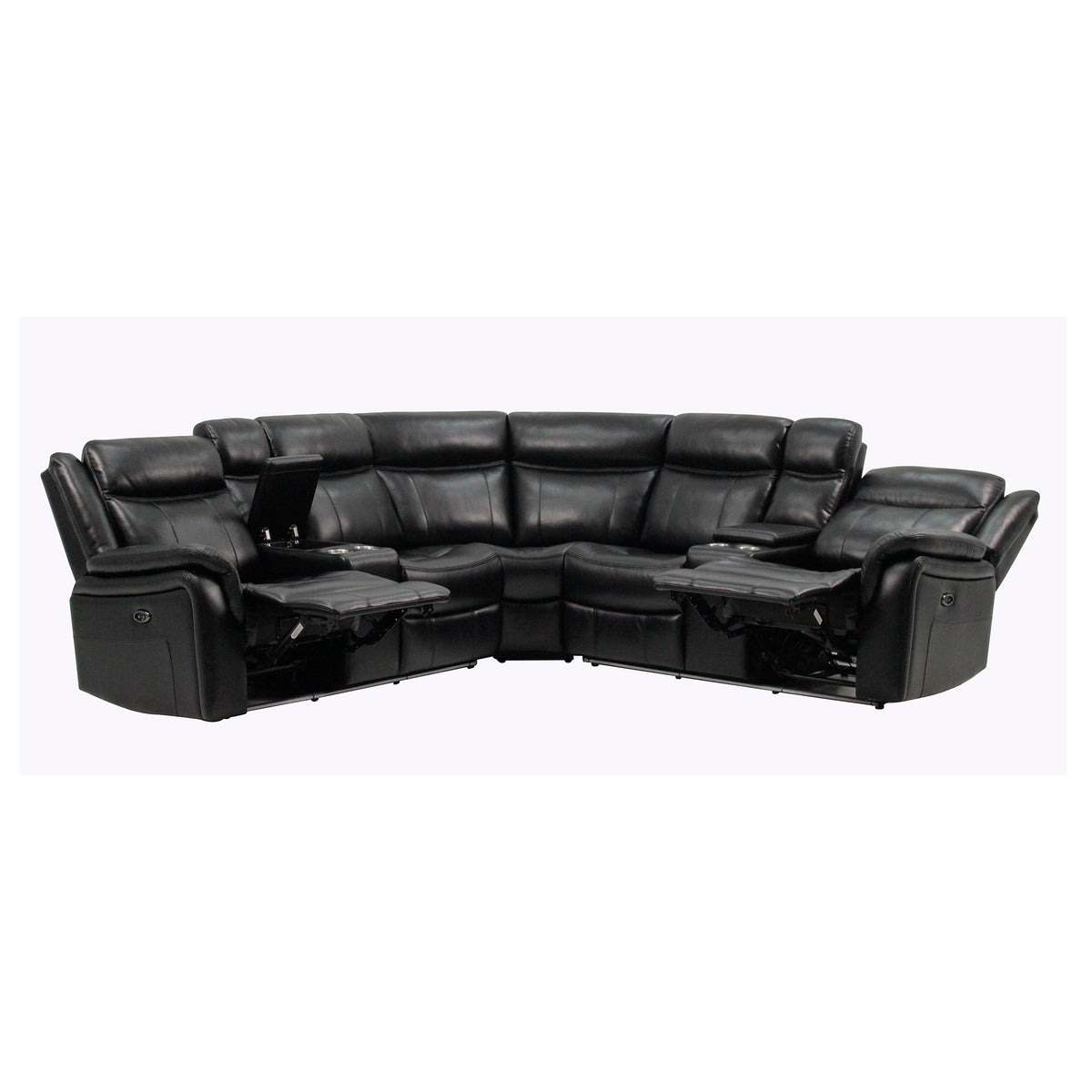 Larkin curved sectional in black, front view