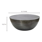 Corniche metal coffee table brushed surface detail
