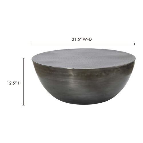 Corniche metal coffee table brushed surface detail