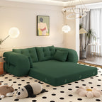 Redcar sleeper sofa in green teddy fabric