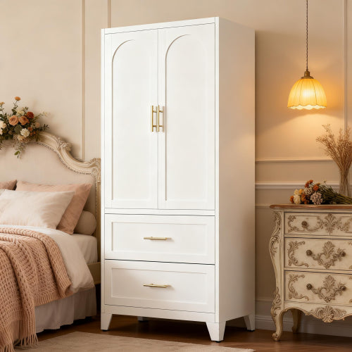 Zermatt metal wardrobe in white, closed