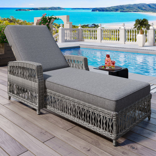 Oban sun lounger in grey, full length