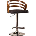 Amberley timber-back swivel bar stool in walnut tone, front view
