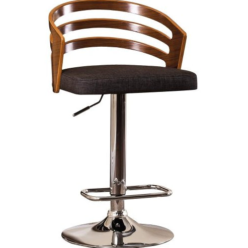 Amberley timber-back swivel bar stool in walnut tone, front view