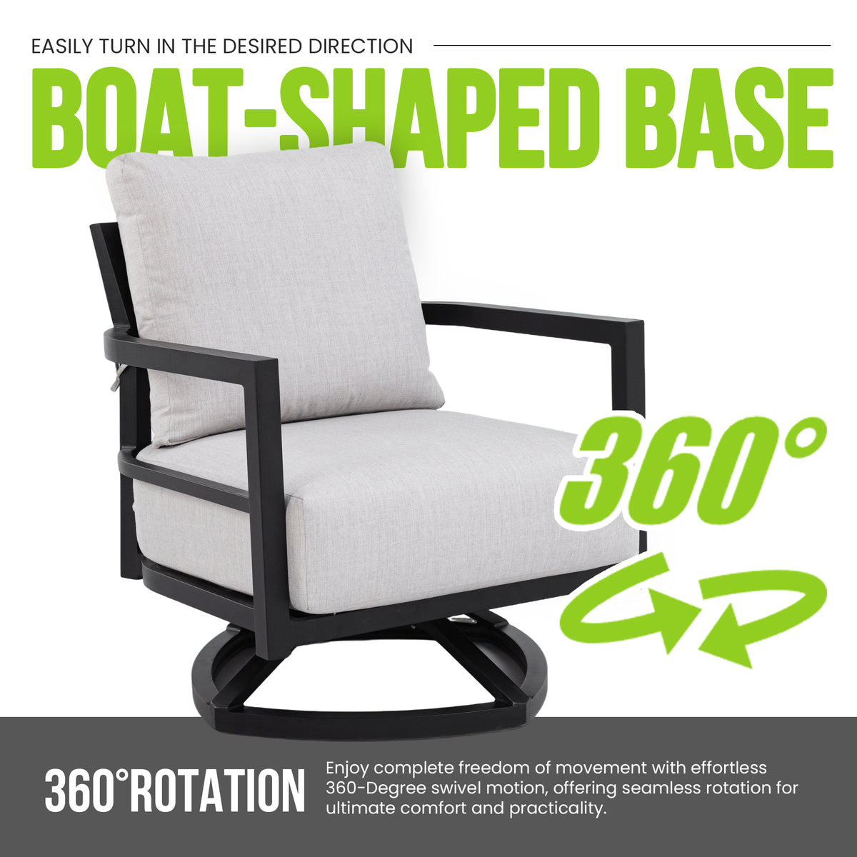 Studland lounge chair boat-shaped swivel base