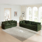 Novara Chenille Sofa Set in green, two-piece