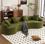 Vesta Curved Sectional in green chenille