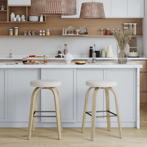 Cranleigh swivel bar stools in beige, 30 inch