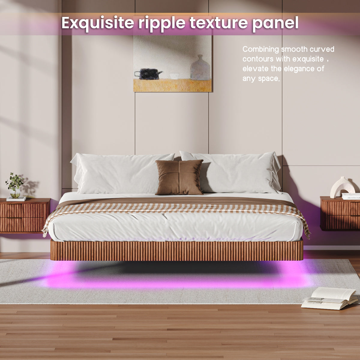Boscombe floating platform bed in a bedroom setting