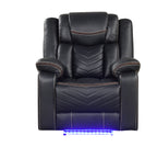 Jorden Power Recliner in black faux leather