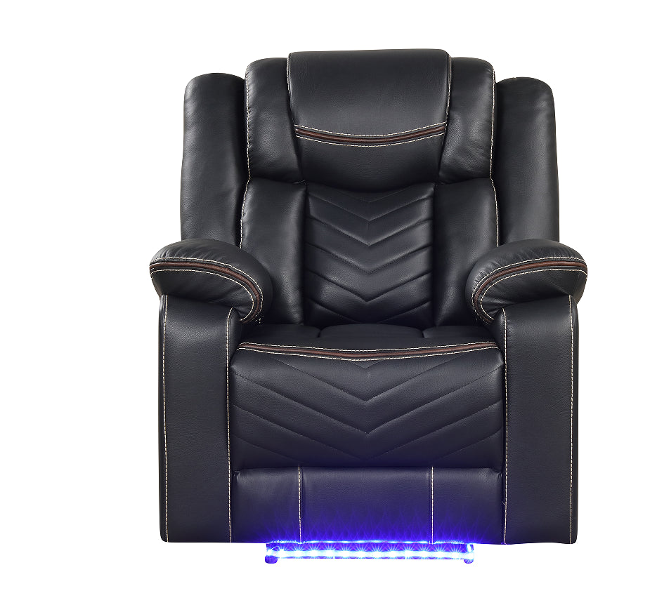 Jorden Power Recliner in black faux leather