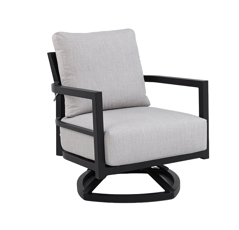 Studland welded aluminium outdoor swivel lounge chair in black
