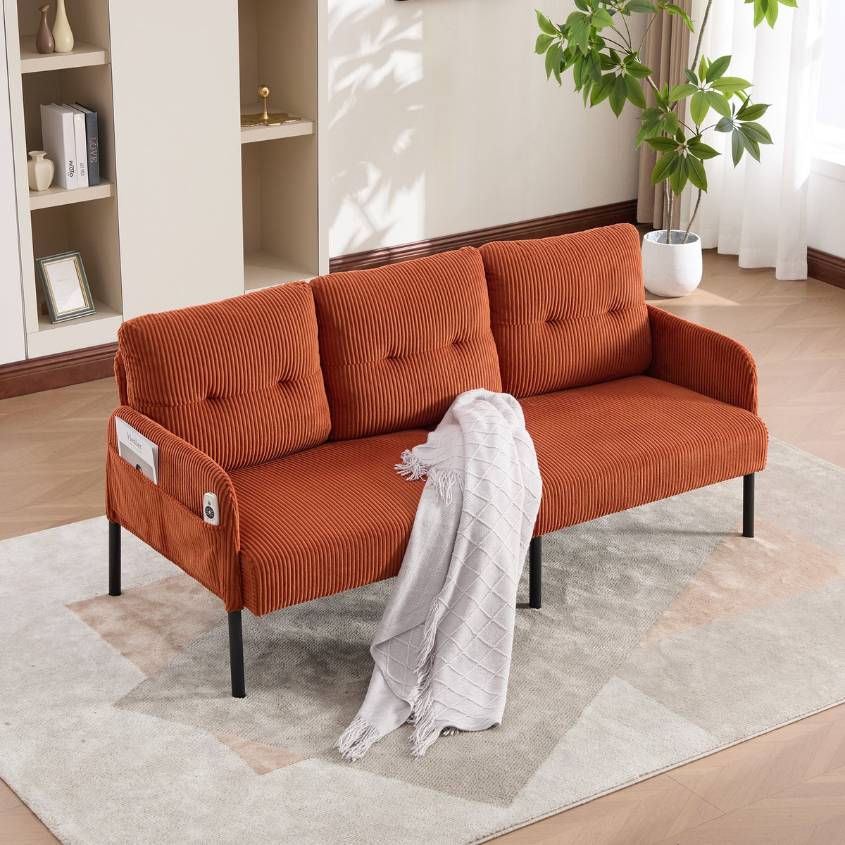 Dunbar corduroy loveseat in orange