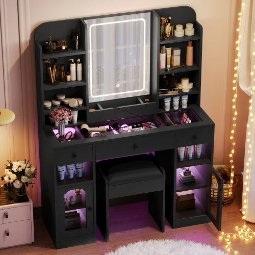 Truro LED vanity desk in black