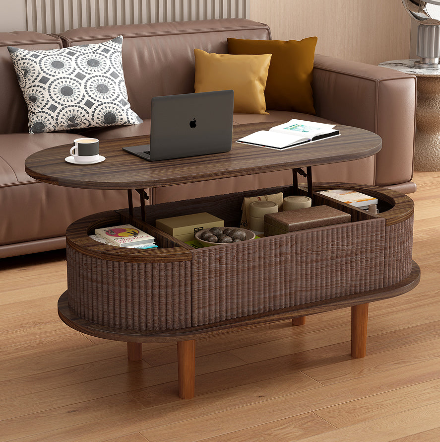 Esher fluted lift-top coffee table in natural wood